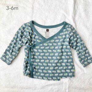 🪴5/$30 Tea Collection 3-6 Months Baby Elephant Kimono Style Wrap Top